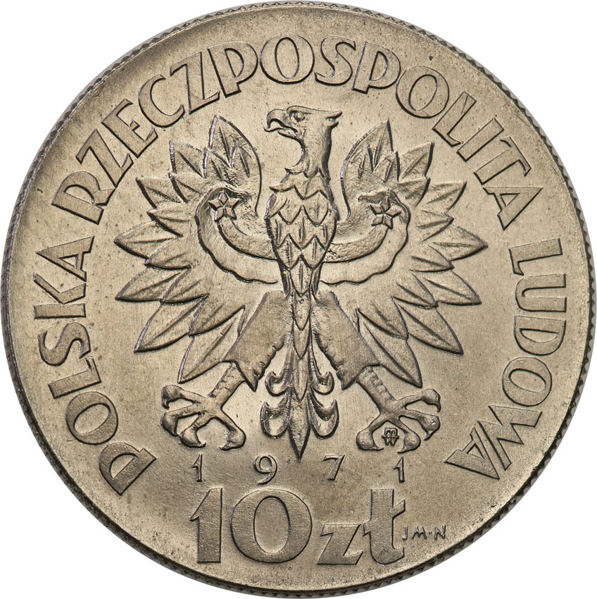 PRL. PRÓBA Nikiel 10 złotych 1971 FAO fiat panis